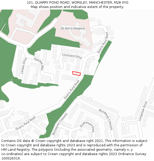 101, QUARRY POND ROAD, WORSLEY, MANCHESTER, M28 0YG: Location map and indicative extent of plot