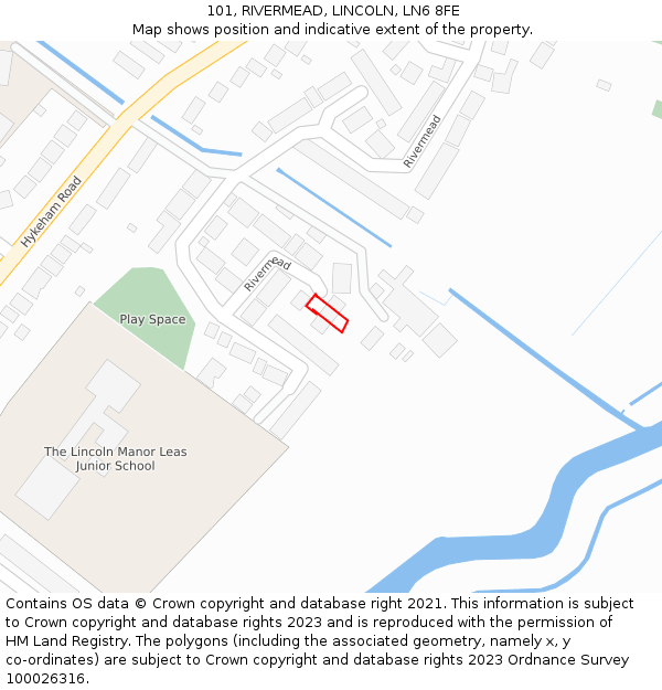 101, RIVERMEAD, LINCOLN, LN6 8FE: Location map and indicative extent of plot