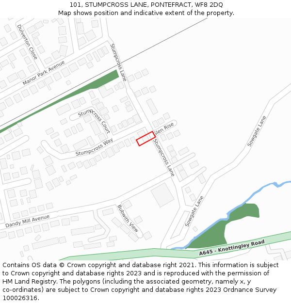 101, STUMPCROSS LANE, PONTEFRACT, WF8 2DQ: Location map and indicative extent of plot