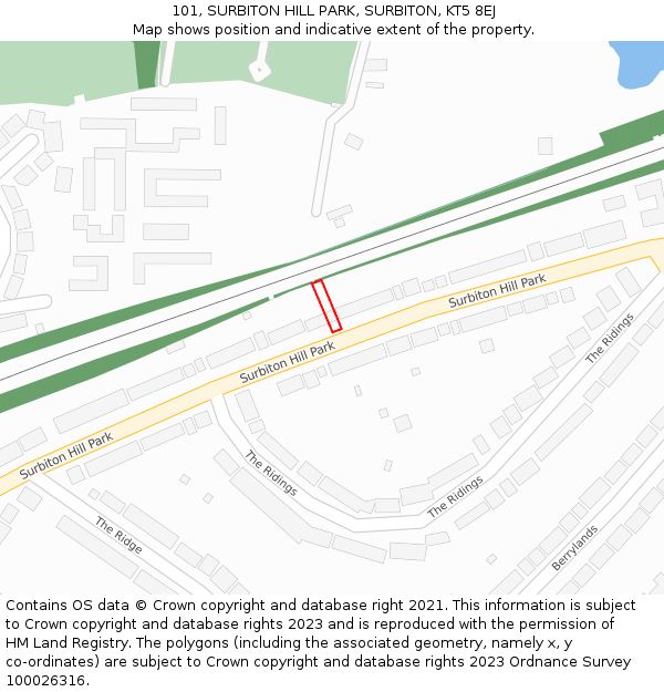 101, SURBITON HILL PARK, SURBITON, KT5 8EJ: Location map and indicative extent of plot