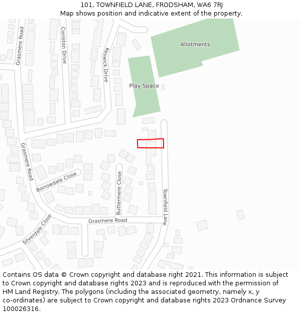101, TOWNFIELD LANE, FRODSHAM, WA6 7RJ: Location map and indicative extent of plot