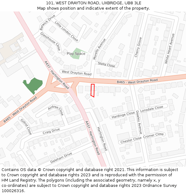 101, WEST DRAYTON ROAD, UXBRIDGE, UB8 3LE: Location map and indicative extent of plot