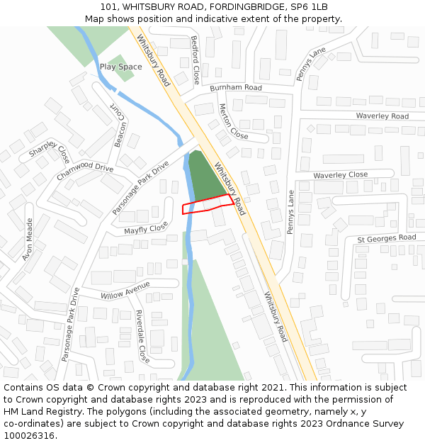 101, WHITSBURY ROAD, FORDINGBRIDGE, SP6 1LB: Location map and indicative extent of plot