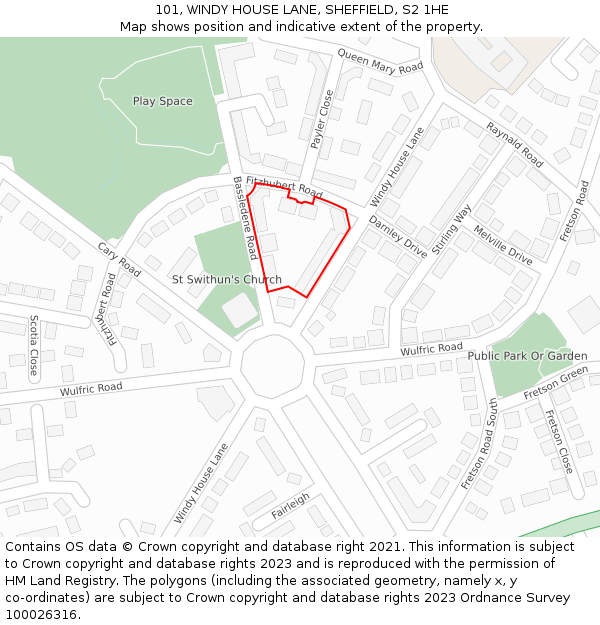 101, WINDY HOUSE LANE, SHEFFIELD, S2 1HE: Location map and indicative extent of plot