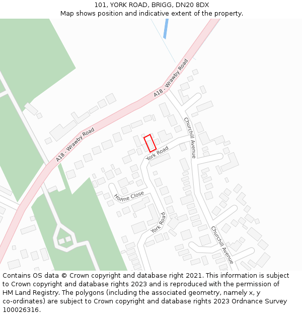 101, YORK ROAD, BRIGG, DN20 8DX: Location map and indicative extent of plot