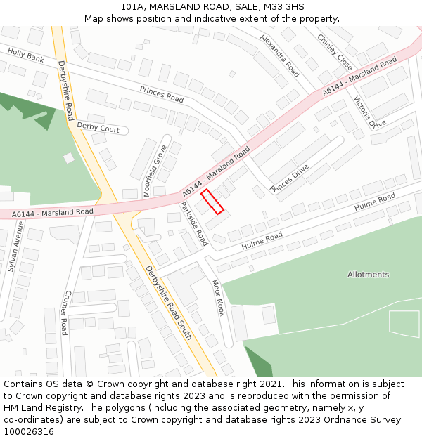 101A, MARSLAND ROAD, SALE, M33 3HS: Location map and indicative extent of plot