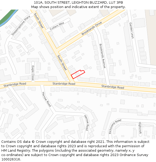 101A, SOUTH STREET, LEIGHTON BUZZARD, LU7 3PB: Location map and indicative extent of plot