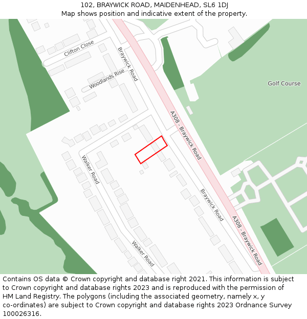 102, BRAYWICK ROAD, MAIDENHEAD, SL6 1DJ: Location map and indicative extent of plot