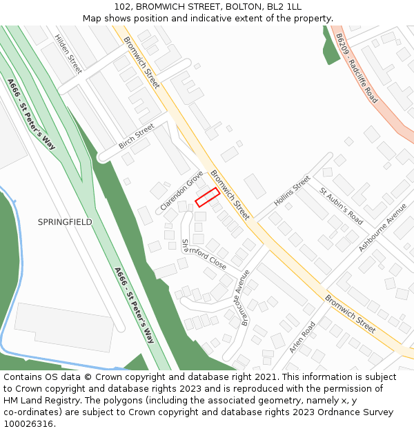 102, BROMWICH STREET, BOLTON, BL2 1LL: Location map and indicative extent of plot
