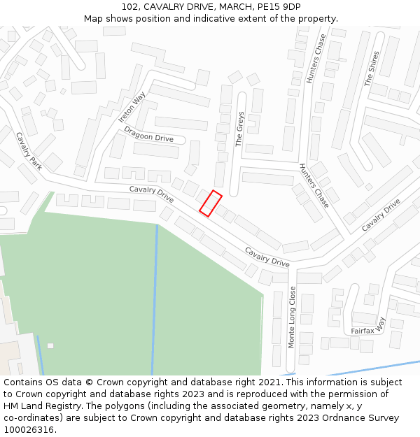 102, CAVALRY DRIVE, MARCH, PE15 9DP: Location map and indicative extent of plot