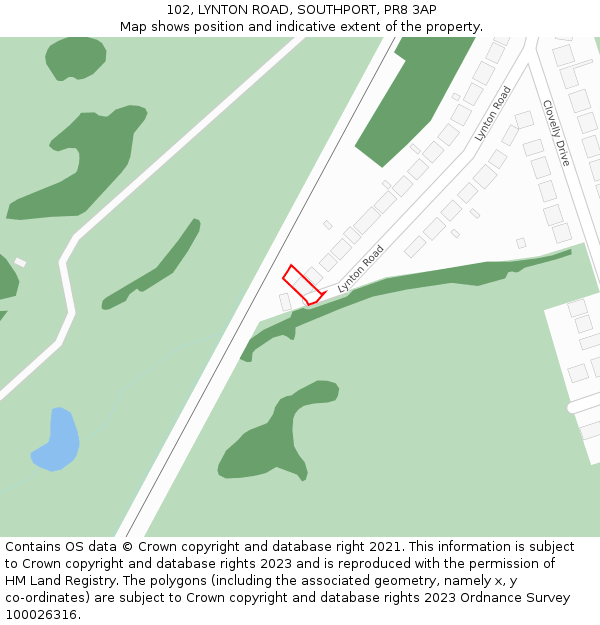 102, LYNTON ROAD, SOUTHPORT, PR8 3AP: Location map and indicative extent of plot