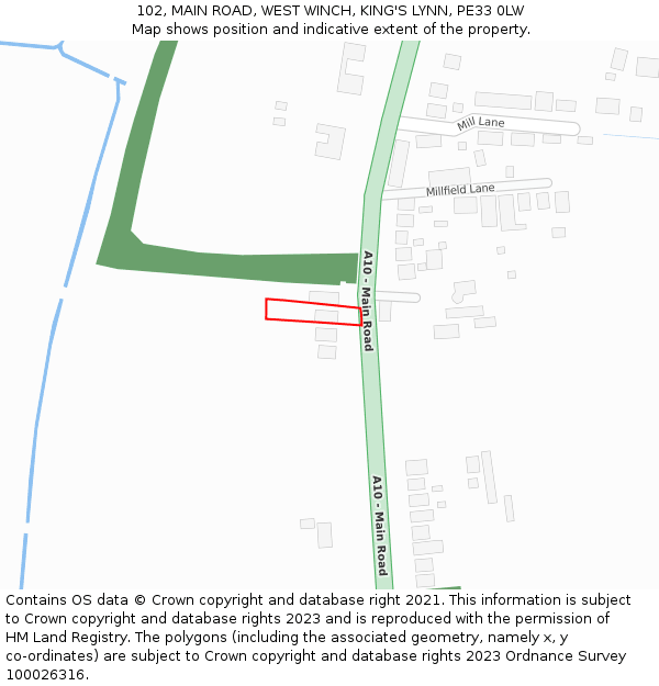 102, MAIN ROAD, WEST WINCH, KING'S LYNN, PE33 0LW: Location map and indicative extent of plot