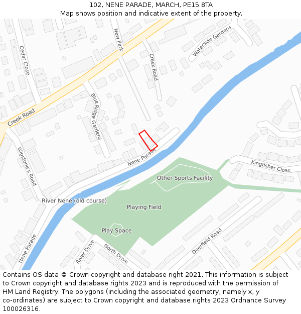 102, NENE PARADE, MARCH, PE15 8TA: Location map and indicative extent of plot