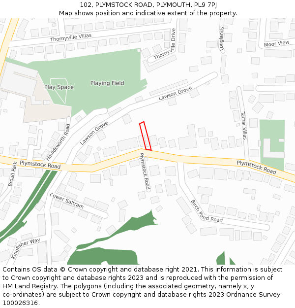 102, PLYMSTOCK ROAD, PLYMOUTH, PL9 7PJ: Location map and indicative extent of plot