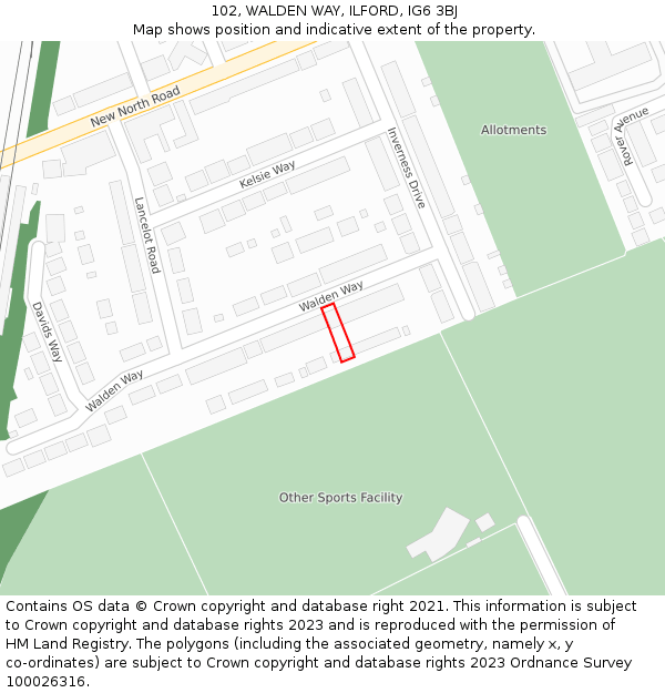102, WALDEN WAY, ILFORD, IG6 3BJ: Location map and indicative extent of plot