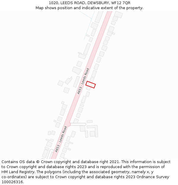 1020, LEEDS ROAD, DEWSBURY, WF12 7QR: Location map and indicative extent of plot