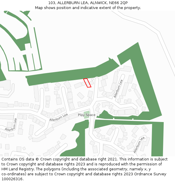 103, ALLERBURN LEA, ALNWICK, NE66 2QP: Location map and indicative extent of plot