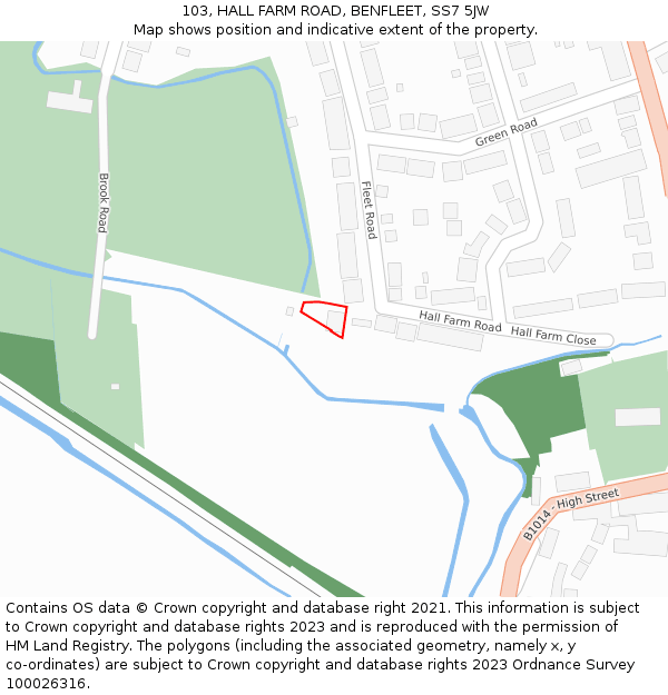 103, HALL FARM ROAD, BENFLEET, SS7 5JW: Location map and indicative extent of plot