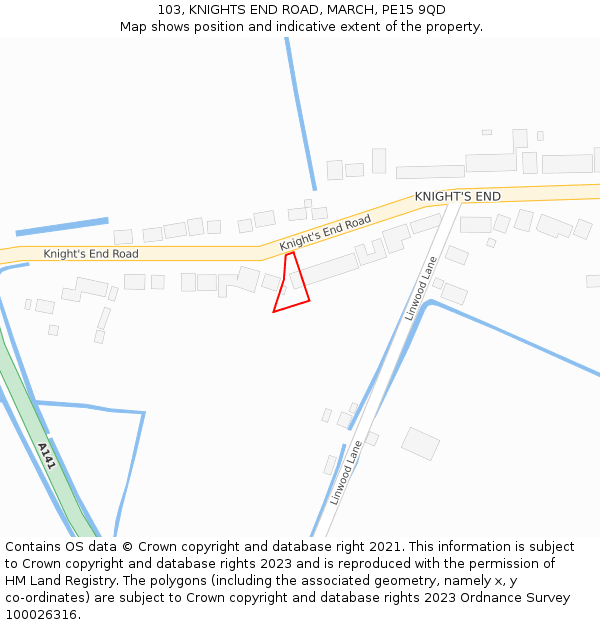 103, KNIGHTS END ROAD, MARCH, PE15 9QD: Location map and indicative extent of plot