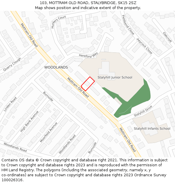 103, MOTTRAM OLD ROAD, STALYBRIDGE, SK15 2SZ: Location map and indicative extent of plot