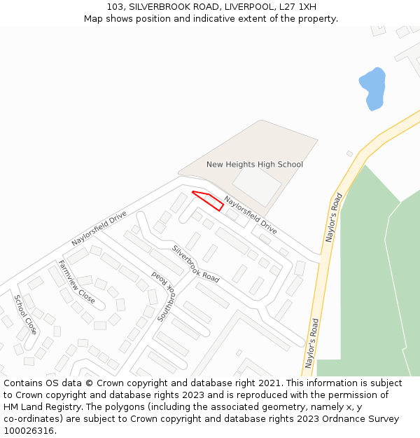103, SILVERBROOK ROAD, LIVERPOOL, L27 1XH: Location map and indicative extent of plot