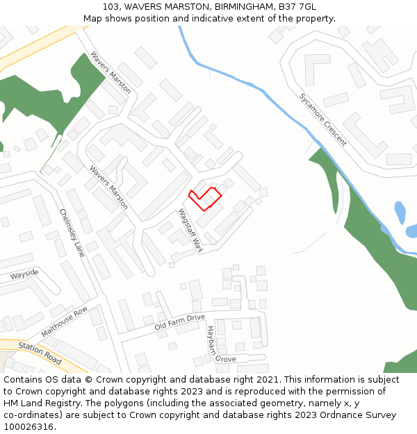 103, WAVERS MARSTON, BIRMINGHAM, B37 7GL: Location map and indicative extent of plot