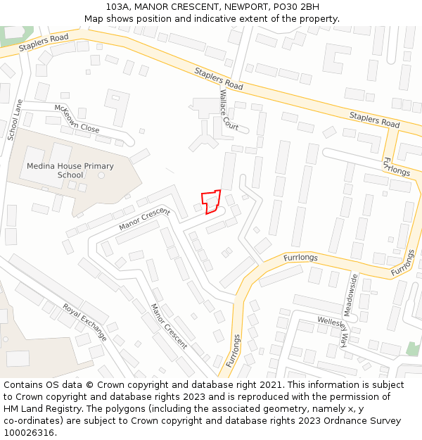 103A, MANOR CRESCENT, NEWPORT, PO30 2BH: Location map and indicative extent of plot
