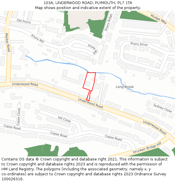 103A, UNDERWOOD ROAD, PLYMOUTH, PL7 1TA: Location map and indicative extent of plot