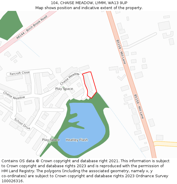 104, CHAISE MEADOW, LYMM, WA13 9UP: Location map and indicative extent of plot