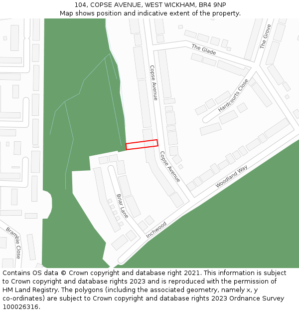 104, COPSE AVENUE, WEST WICKHAM, BR4 9NP: Location map and indicative extent of plot
