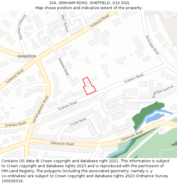 104, GRAHAM ROAD, SHEFFIELD, S10 3GQ: Location map and indicative extent of plot