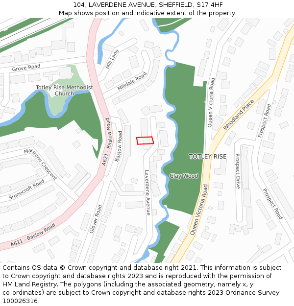 104, LAVERDENE AVENUE, SHEFFIELD, S17 4HF: Location map and indicative extent of plot