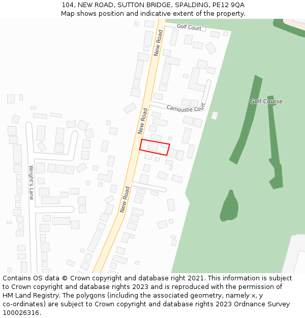 104, NEW ROAD, SUTTON BRIDGE, SPALDING, PE12 9QA: Location map and indicative extent of plot