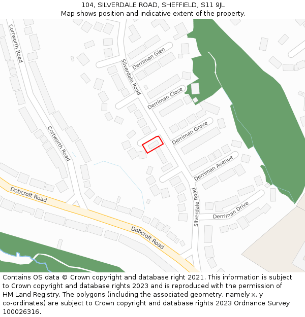 104, SILVERDALE ROAD, SHEFFIELD, S11 9JL: Location map and indicative extent of plot