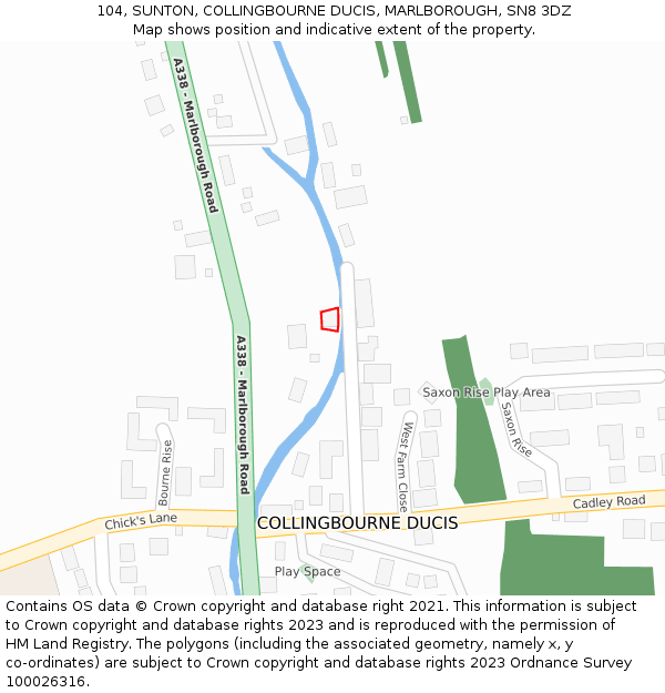 104, SUNTON, COLLINGBOURNE DUCIS, MARLBOROUGH, SN8 3DZ: Location map and indicative extent of plot