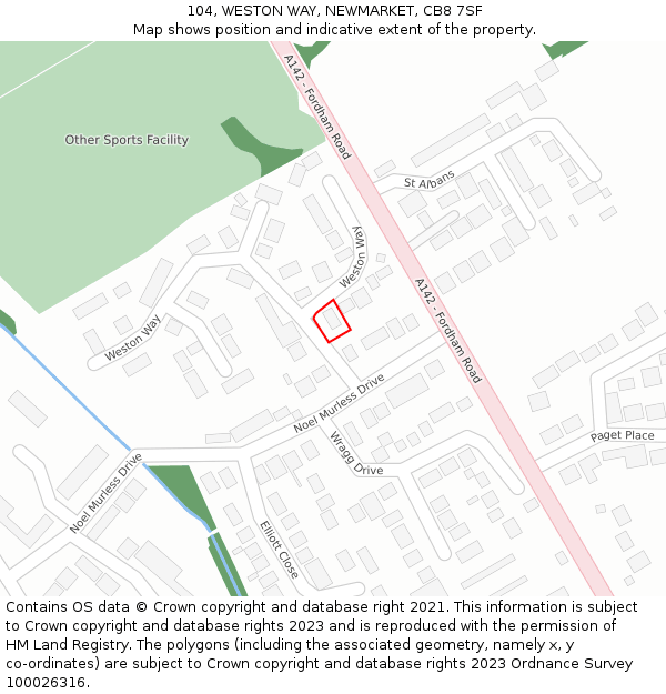 104, WESTON WAY, NEWMARKET, CB8 7SF: Location map and indicative extent of plot