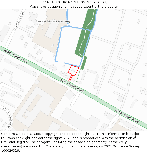 104A, BURGH ROAD, SKEGNESS, PE25 2RJ: Location map and indicative extent of plot