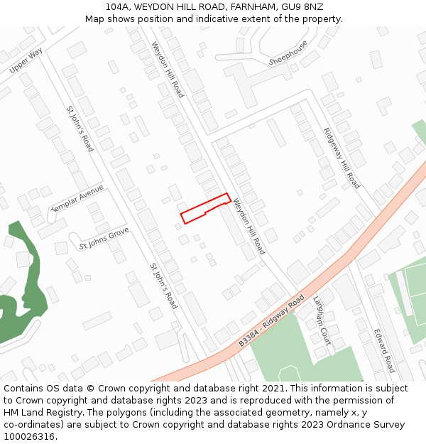 104A, WEYDON HILL ROAD, FARNHAM, GU9 8NZ: Location map and indicative extent of plot