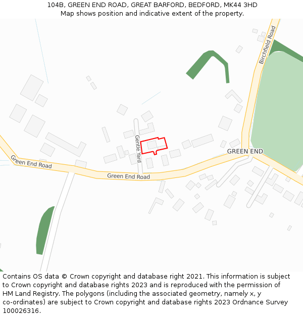 104B, GREEN END ROAD, GREAT BARFORD, BEDFORD, MK44 3HD: Location map and indicative extent of plot