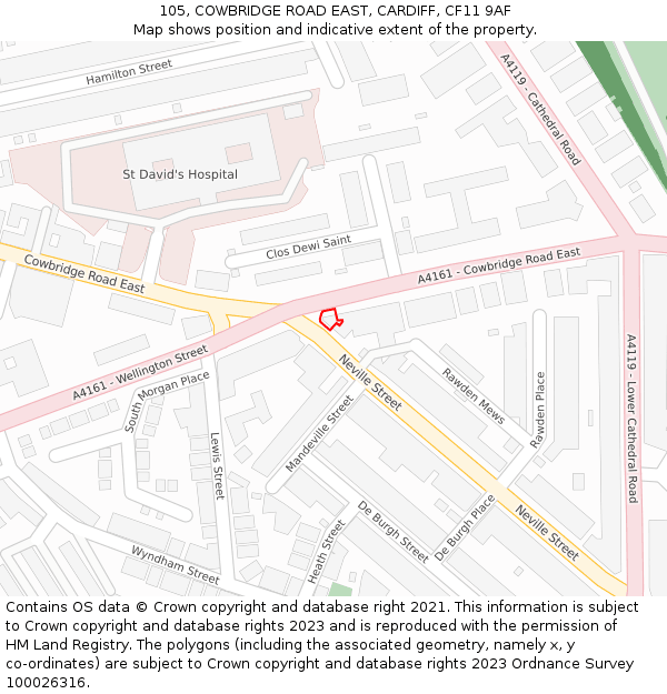 105, COWBRIDGE ROAD EAST, CARDIFF, CF11 9AF: Location map and indicative extent of plot
