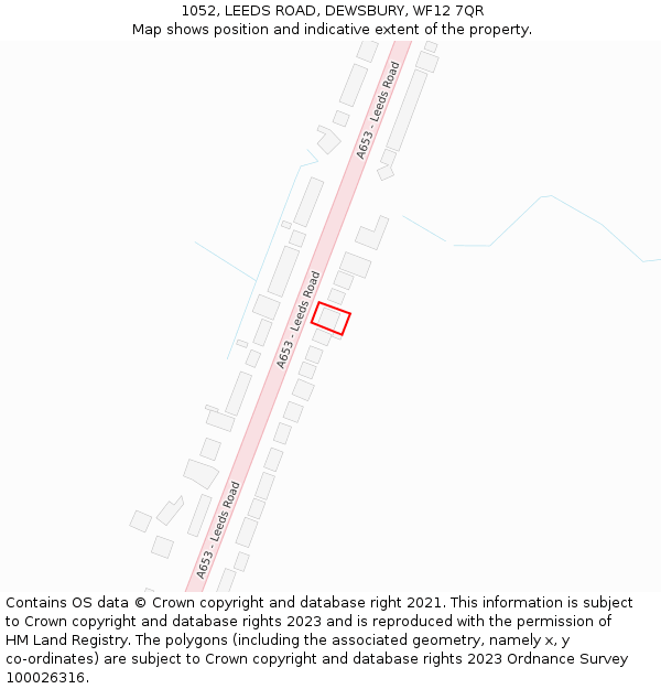 1052, LEEDS ROAD, DEWSBURY, WF12 7QR: Location map and indicative extent of plot