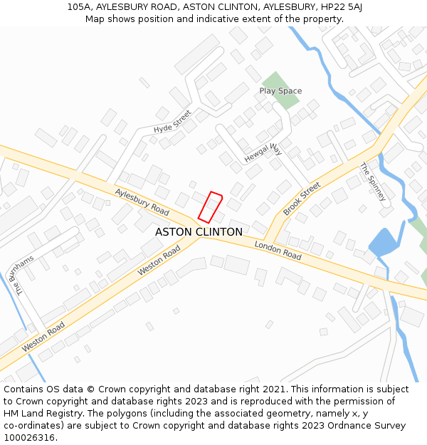 105A, AYLESBURY ROAD, ASTON CLINTON, AYLESBURY, HP22 5AJ: Location map and indicative extent of plot