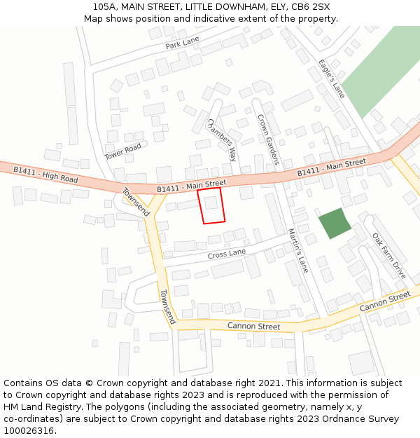 105A, MAIN STREET, LITTLE DOWNHAM, ELY, CB6 2SX: Location map and indicative extent of plot