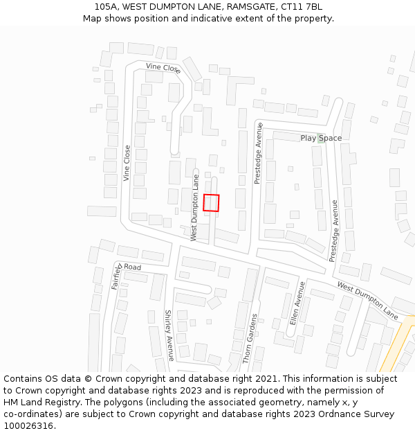 105A, WEST DUMPTON LANE, RAMSGATE, CT11 7BL: Location map and indicative extent of plot