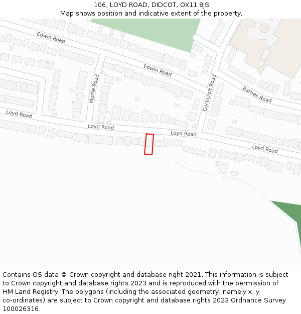 106, LOYD ROAD, DIDCOT, OX11 8JS: Location map and indicative extent of plot