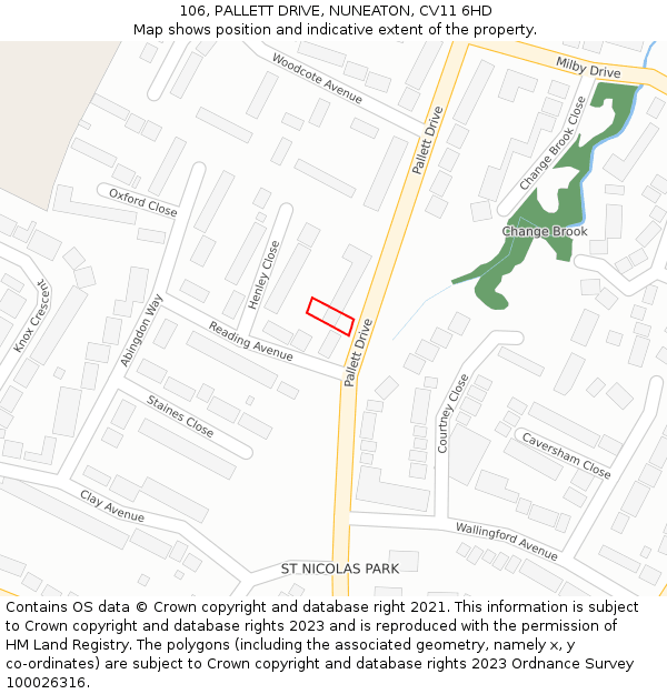 106, PALLETT DRIVE, NUNEATON, CV11 6HD: Location map and indicative extent of plot