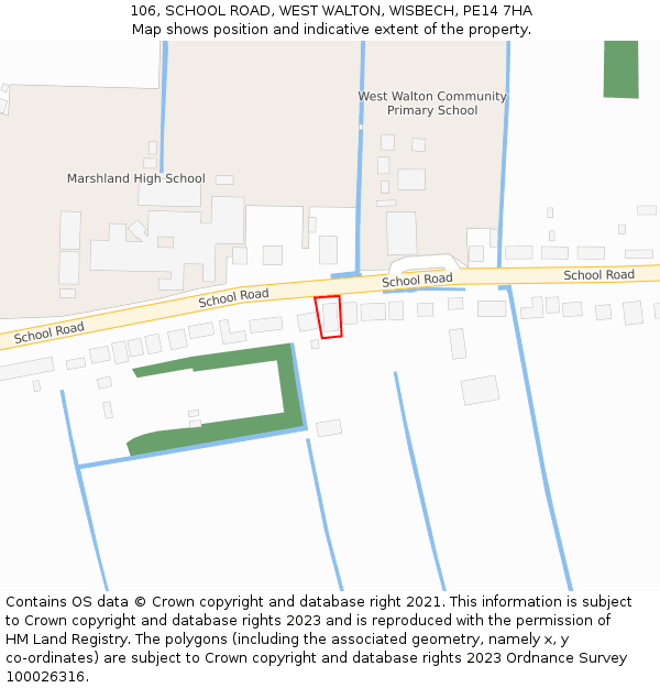 106, SCHOOL ROAD, WEST WALTON, WISBECH, PE14 7HA: Location map and indicative extent of plot