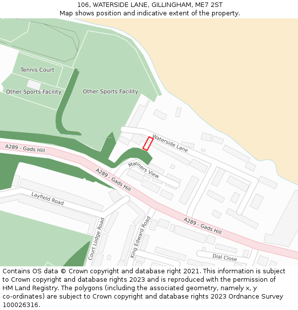 106, WATERSIDE LANE, GILLINGHAM, ME7 2ST: Location map and indicative extent of plot