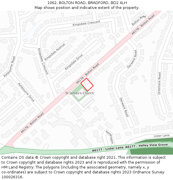 1062, BOLTON ROAD, BRADFORD, BD2 4LH: Location map and indicative extent of plot