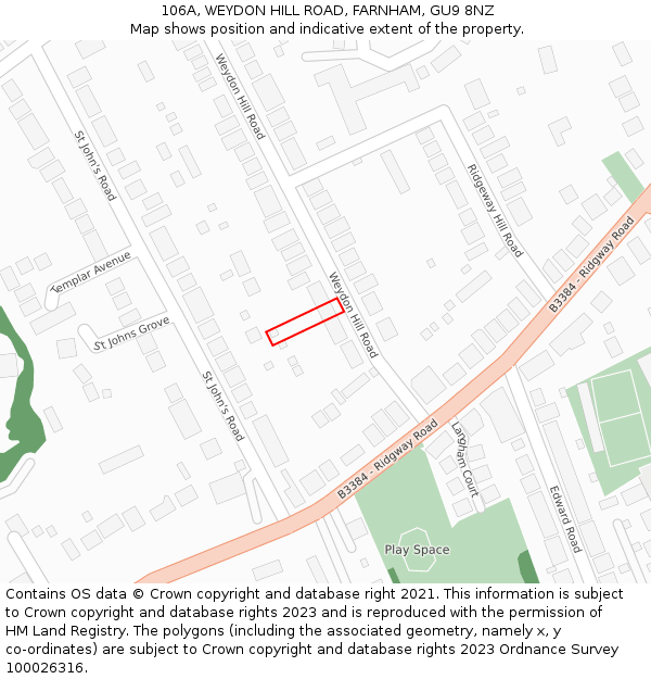 106A, WEYDON HILL ROAD, FARNHAM, GU9 8NZ: Location map and indicative extent of plot